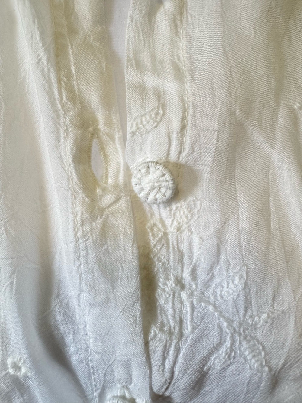 Johnny Was NYX Shirt Off White Mixed Media Blouse Large Coastal Euro Summer NWT - Picture 7 of 16